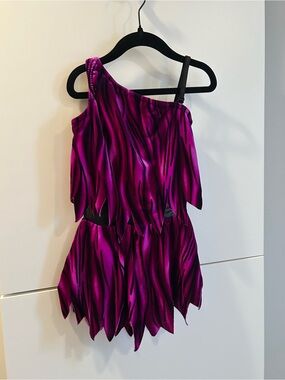 Cicci One-Shoulder Purple Velvet Animal Print Dance Dress - Size 6/7